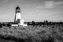 Sandy Point Light Overlooks the Bay -BW